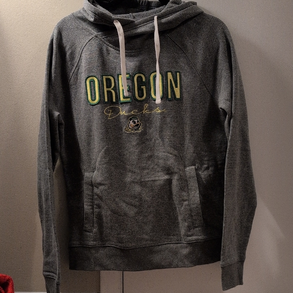 Oregon Ducks Gray Embroidered Hoodie In Medium NWOT